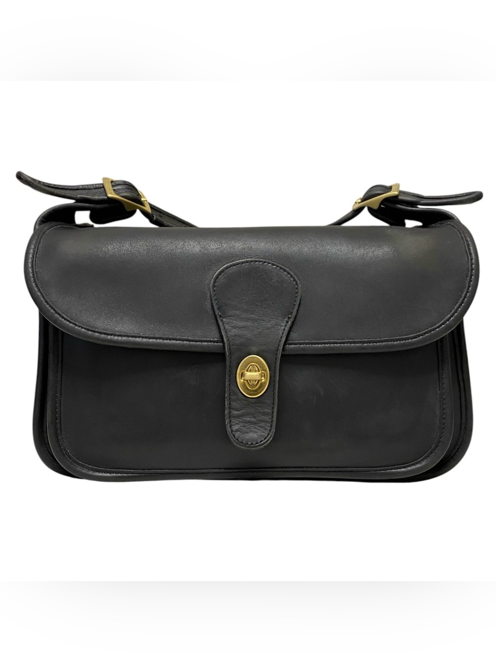 Vintage 1989 Coach Original Rambler Black Leather Brass Hardware Crossbody Bag
